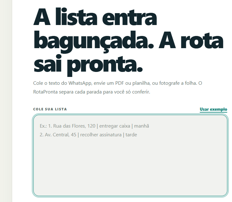 Importação de lista no RotaPronta